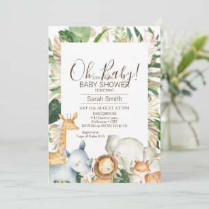 Invitation Gold Green Foliage Boho Safari Baby shower