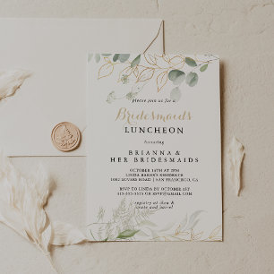 Invitation Gold Green Foliage Bridesservatrices Luncheon Douc
