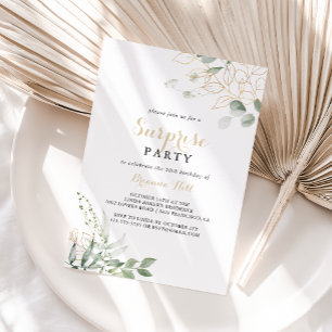 Invitation Gold Green Foligraphy Parti surprise