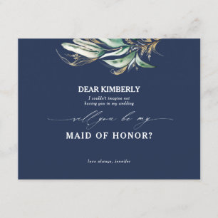 Invitation Gold Green Maid of Honor / Bridesmaid Proposition