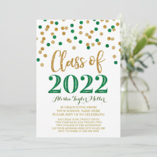 Invitation Gold Green Parties scintillant Confetti Graduation
