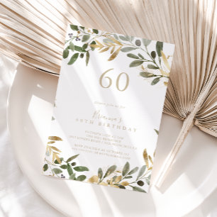 Invitation Gold Greenery Automne 60e anniversaire de fête Inv