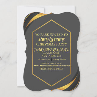 INVITATION GOLD GREY MOTIF MERRY CHRISTMAS JOYEUX VACANCES