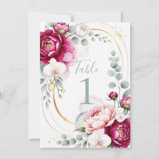 Invitation Gold Halo Garden Peonies & Orchids Floral Wedding  (Devant)