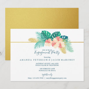 Invitation Gold Hawaii Hibiscus Mariage