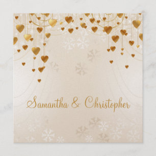 Invitation Gold Hearts et Snowflakes II Mariage