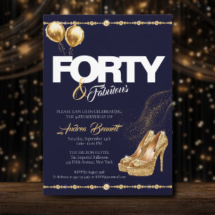 Invitation Gold High Heels Elegant 40 & Fabuleux Anniversaire