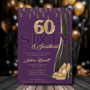 Invitation Gold High Heels Élégant 60e Anniversaire Sensation