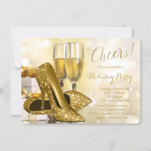 Invitation Gold High Heures Champagne Corporate Holiday Party