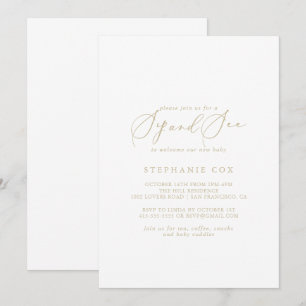 Invitation Gold Idyllic Stylish Calligraphie Sip et voir