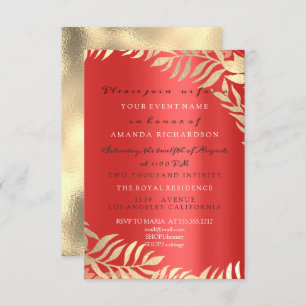 Invitation Gold Jungle Red Ruby Gold Élégante nuptiale