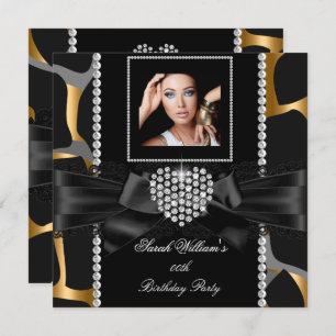 Invitation Gold Lace Diamond Heart Wild Birthday Party Photo
