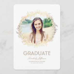 Invitation Gold Laurel Photo Graduation Party