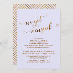 Invitation Gold & Lavender Nous Avons Été Mariés Après Mariag
