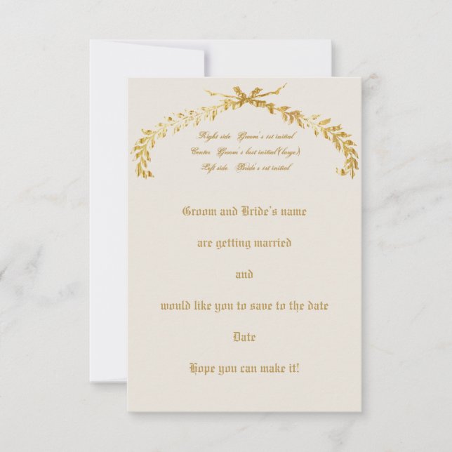 Invitation Gold Leaf Arch Wedding Enregistrer la date Faire-p (Devant)
