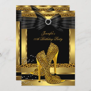 Invitation Gold Leopard High Heel Chaussure Noir Anniversaire