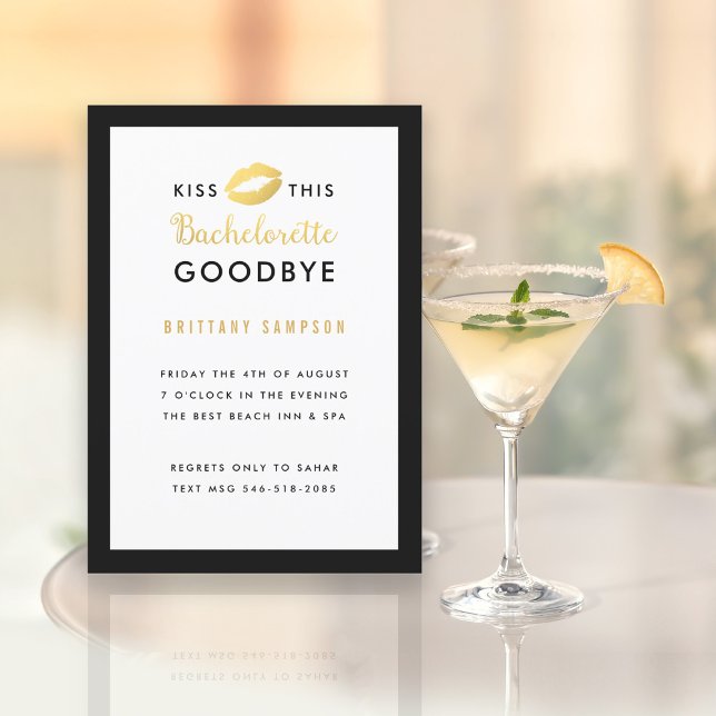 Invitation Gold Lièvres Embrassez cette Bachelorette Adieu (Créateur téléchargé)