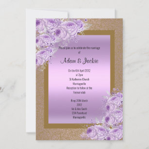 Invitation Gold Lilac Purple Fiançailles de mariage élégant