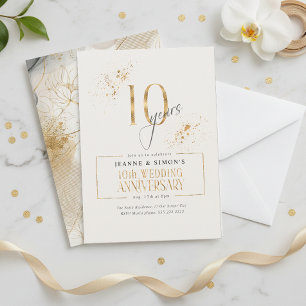 Invitation Gold Line Floral 10th Anniversary ID1169