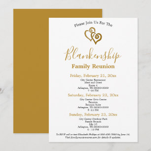 Invitation Gold Linked Hearts Famille Modèle de réunion