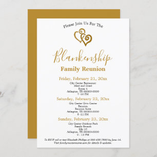 Invitation Gold Linked Hearts Famille Modèle de réunion