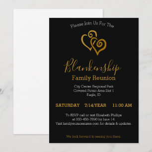 Invitation Gold Linked Hearts Famille Modèle de réunion