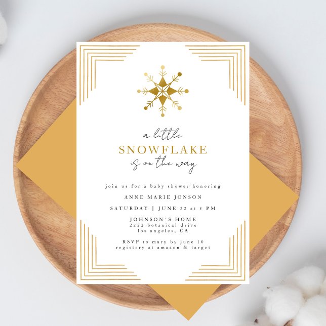 Invitation Gold Little Snowflake Minimal Elegant Baby Shower (Créateur téléchargé)