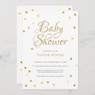 Invitation Gold Love Hearts Confetti Baby shower / Sprinkle