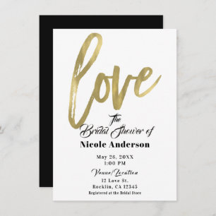 Invitation Gold LOVE Mariage de script de brosse moderne