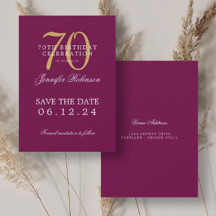 Invitation Gold Magenta 70e anniversaire Enregistrer la date