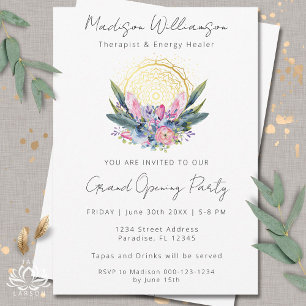 Invitation Gold Mandala Pink Crystals Spa Boho Business Event