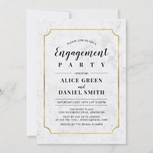 Invitation Gold & Marble Mariage Classique Fiançailles