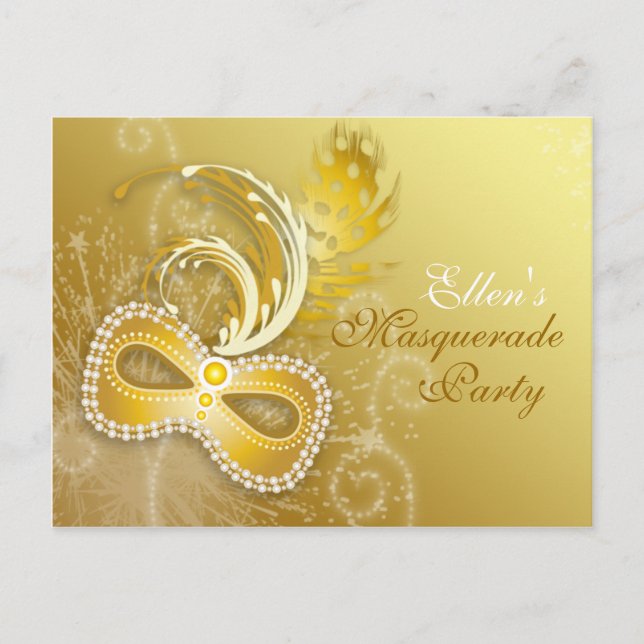 Invitation Gold Masquerade Party (Devant)