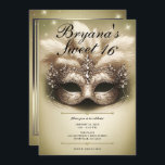 Invitation Gold Masquerade Sweet 16 Photo Anniversaire<br><div class="desc">Customisez comme vous voulez. Remplacez la photo au dos par votre propre photo ou retirez la photo ensemble.</div>