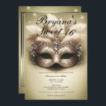 Invitation Gold Masquerade Sweet 16 Photo Anniversaire<br><div class="desc">Customisez comme vous voulez. Remplacez la photo au dos par votre propre photo ou retirez la photo ensemble.</div>