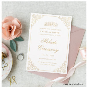 Invitation Gold Mehndi Henna Mariage musulman islamique