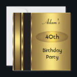 Invitation Gold Metal Black Mens 40th Birthday Party Man<br><div class="desc">Métal Gold avec Black Trims,  Hommes 40e Anniversaire Homme Invitation 30e 50e Anniversaire Fête Élégant. Zizzago a créé ce design Copyright 2011</div>