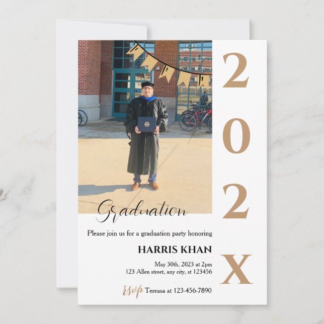 Invitation Gold Minimalist Graduation Party (Devant)