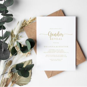 Invitation Gold Minimaliste Calligraphie Genre Reveval Party