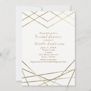 Invitation Gold Modern Géométrique Lines Chic Party Invitatio