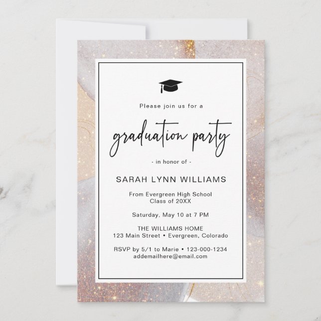 Invitation Gold Modern Graduation Party (Devant)