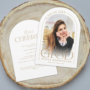 Invitation Gold Modern minimal Photo Arch Graduation Party