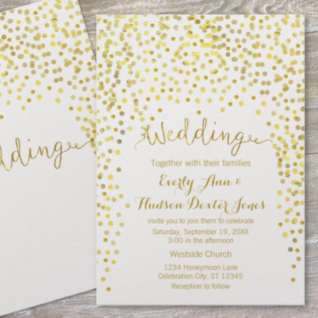 Invitation Gold Modern Typografy Wedding Invite (Créateur téléchargé)
