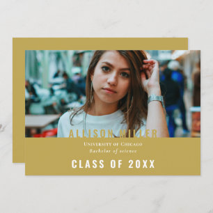 Invitation Gold Modern Typographie Photo Graduation Party