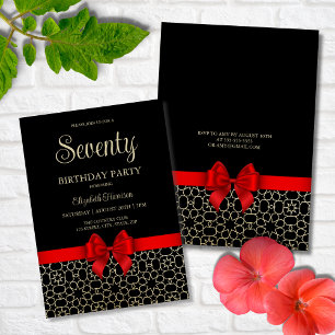 Invitation Gold moderne Egypte Bow rouge géométrique 70e anni