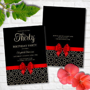 Invitation Gold moderne Égypte Géométrique Bow rouge 30e anni