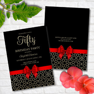 Invitation Gold moderne Egypte Géométrique Bow rouge 50e anni