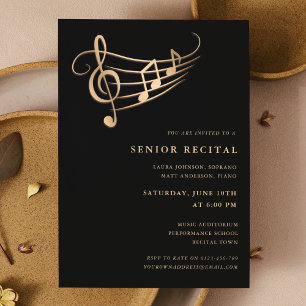 Invitation Gold Music Notes Senior Considérant Élégant