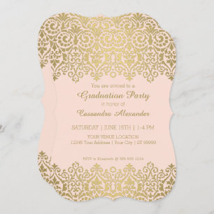 Invitation Gold n Blush Vintage dentelle élégante fête de gra
