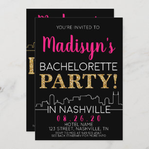 Invitation Gold Nashville Bachelorette Party Itinéraire et